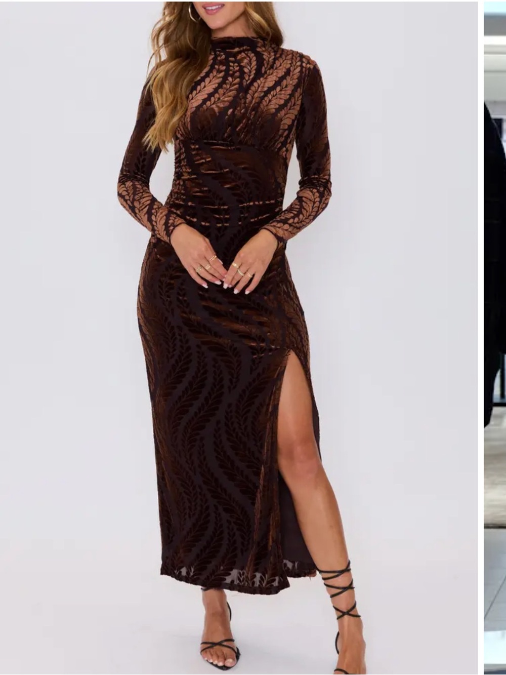NWOT Vici brown velvet burn out dress